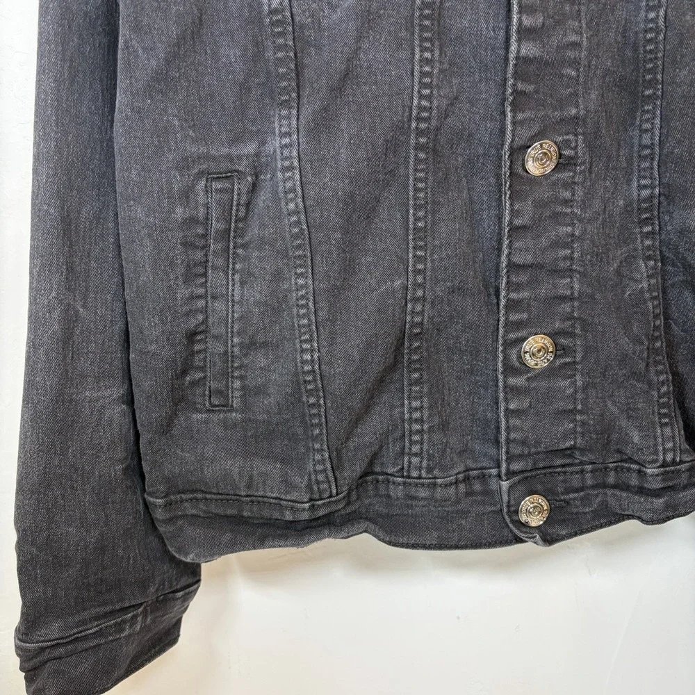 True Religion Jacket Mens XL Black‎ Denim Trucker Western Y2K Stitch Streetwear
